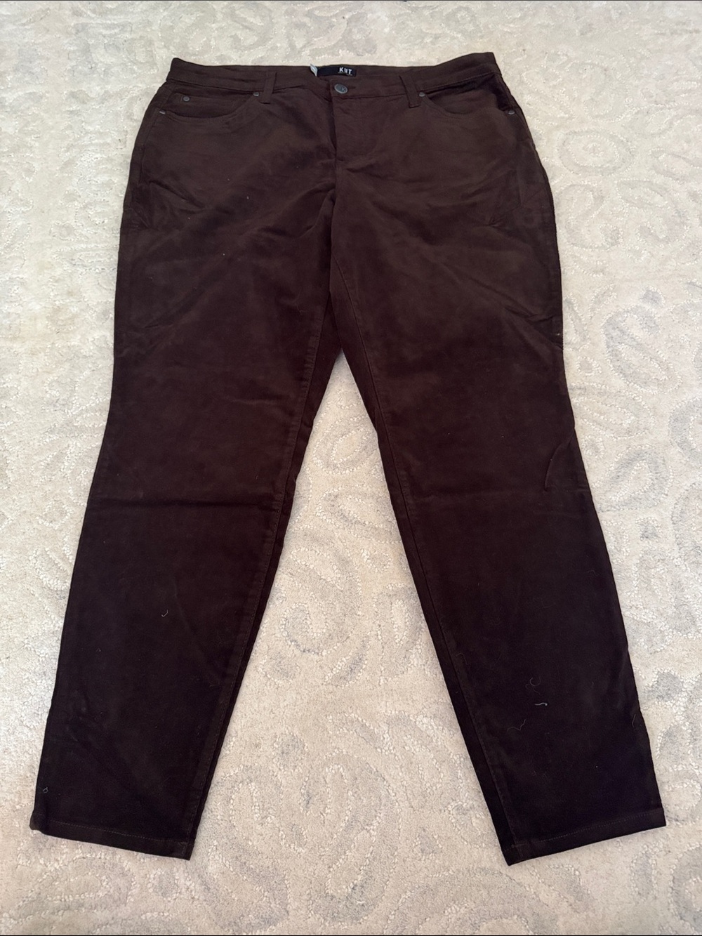Kut from the Kloth Straight-Leg Corduroy Pants in Dark Brown